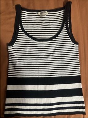 Michael Kors Black & White Striped Tank Top